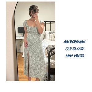 Abercrombie & Fitch Cap Sleeve Mint Green & White Wedding Guest Dress Size Small